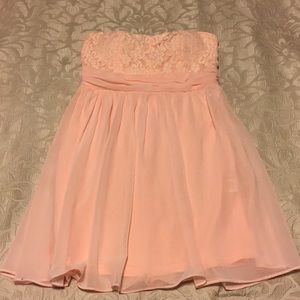 Pink strapless chiffon babydoll dress